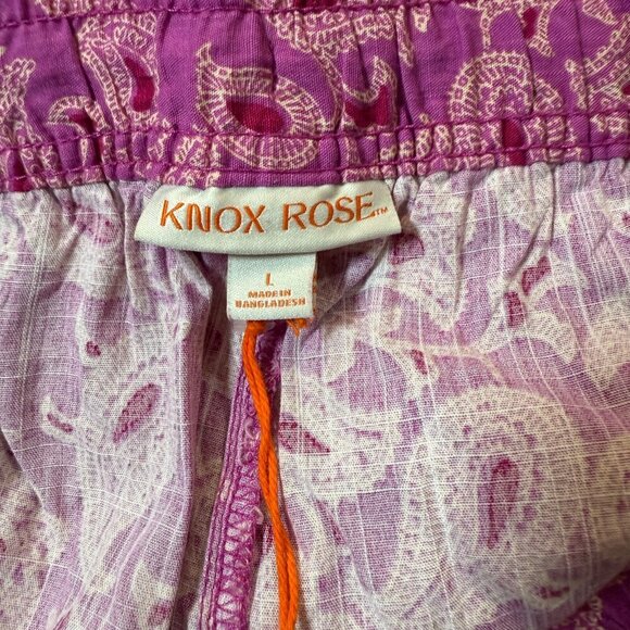 Knox Rose Pants Womens Large Pink Magenta Floral Relaxed Fit Wide Leg Pull On - Picture 4 of 7